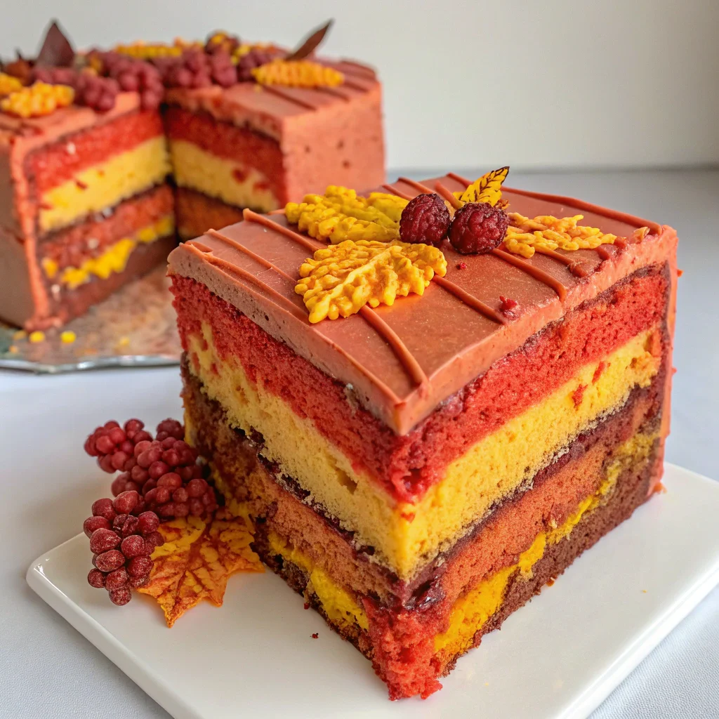 Gorgeous Fall Cake – Colorful Autumn Layers with Rich Frosting and Seasonal Flavor! 1 fall cake